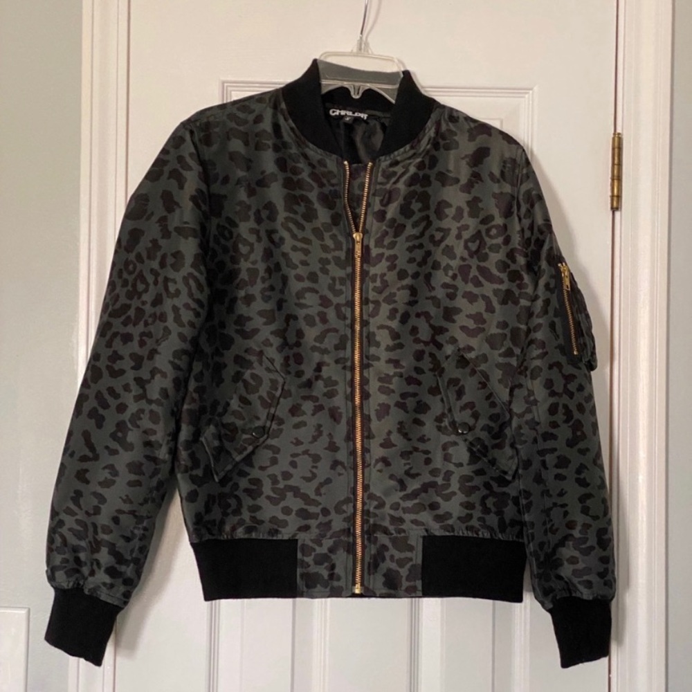 Chrldr Animal Print Bomber Jacket